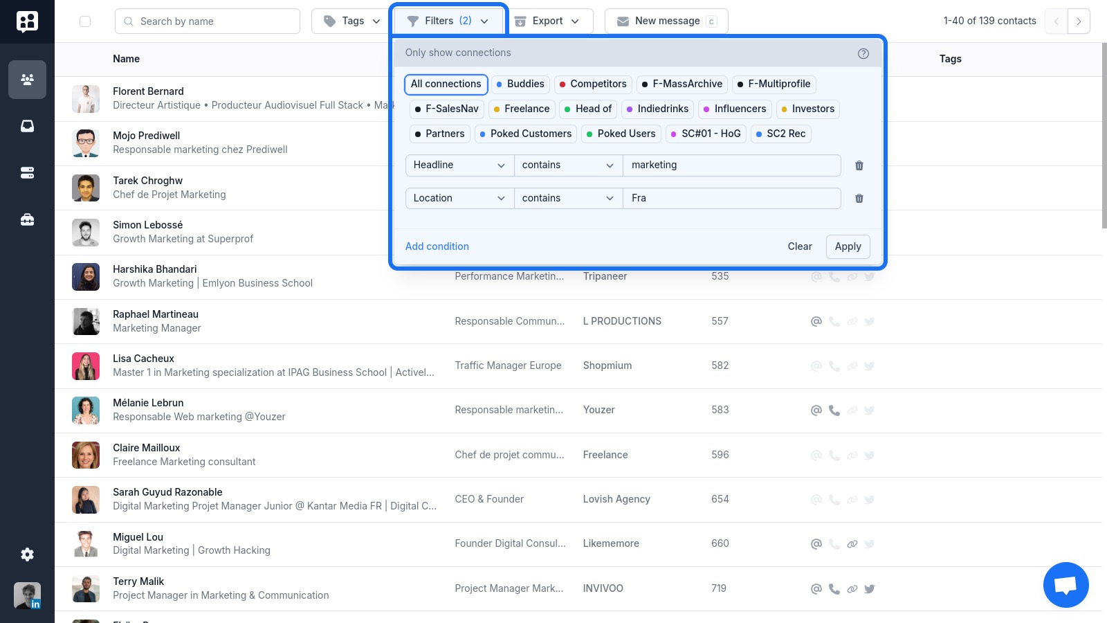 Filter your LinkedIn Network