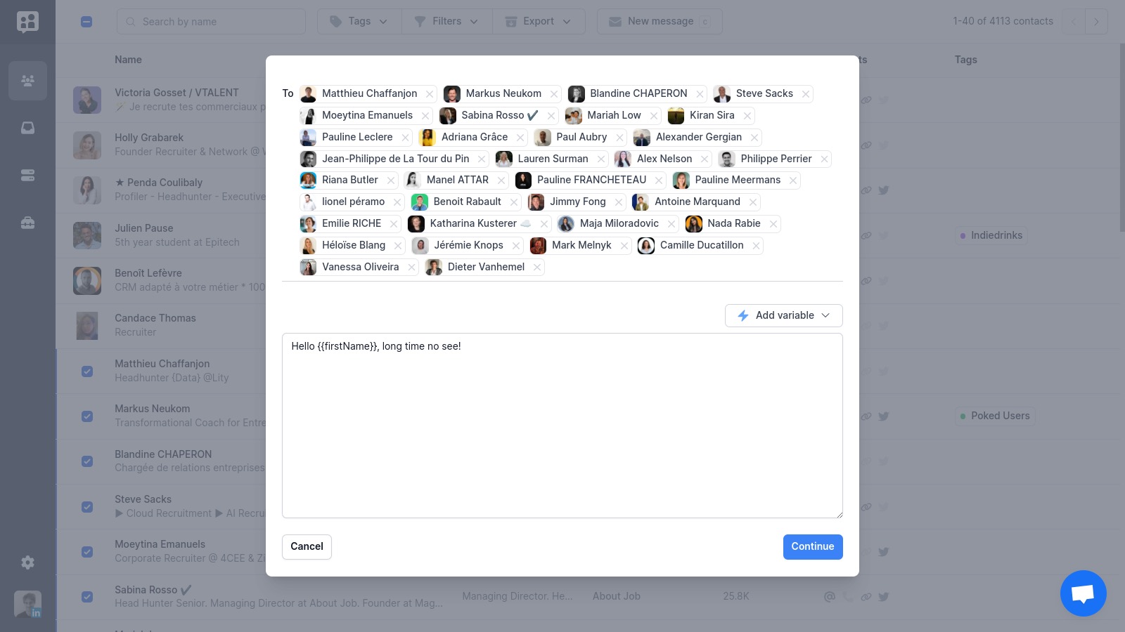 Poked lets you easily send messages or start conversations in bulk